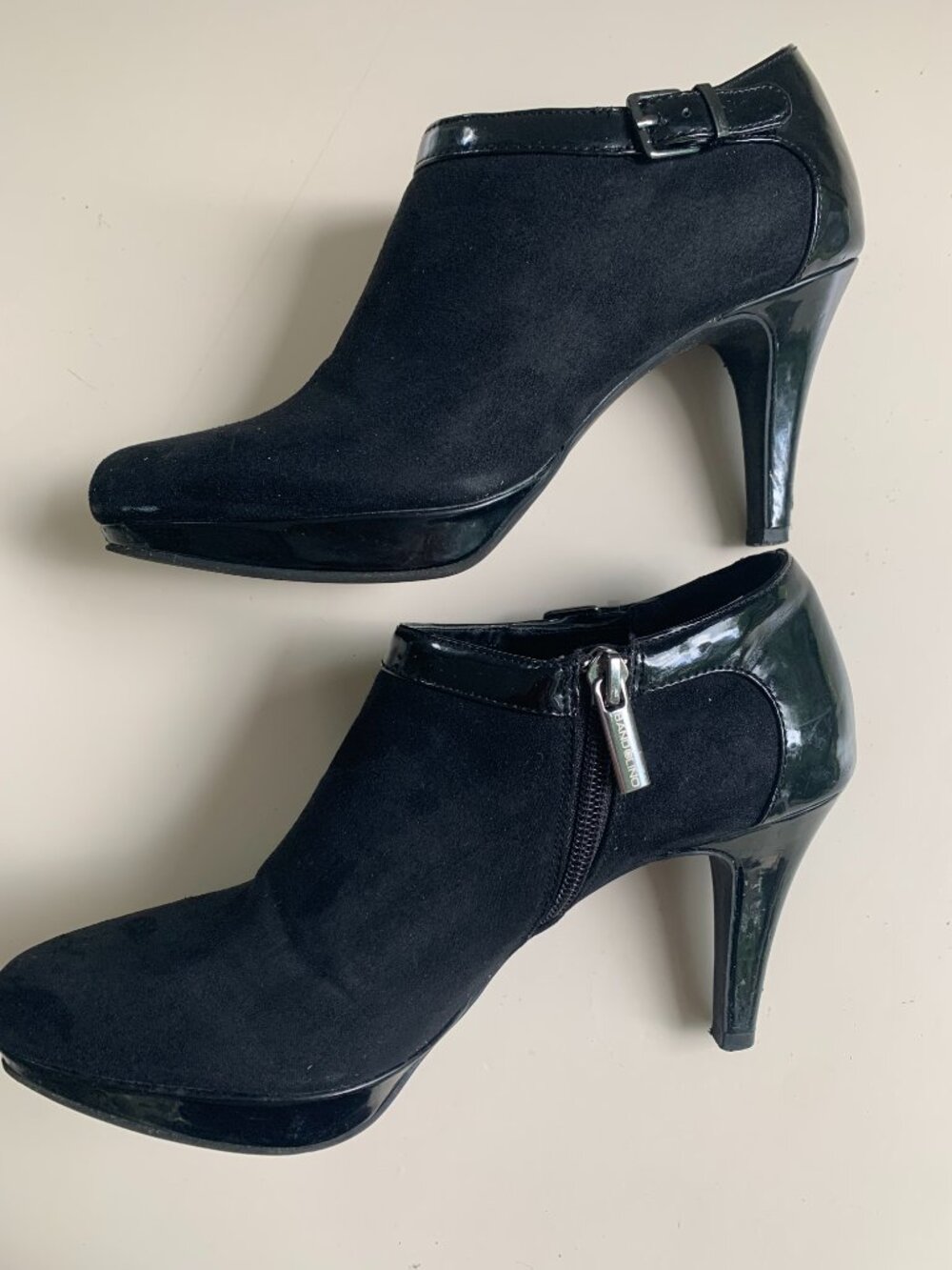 Bandolino Cruzie Black Mixed Media Platform High Heel Booties